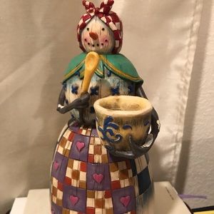 Jim Shore 2003 Snowman With bowl and spoon attached